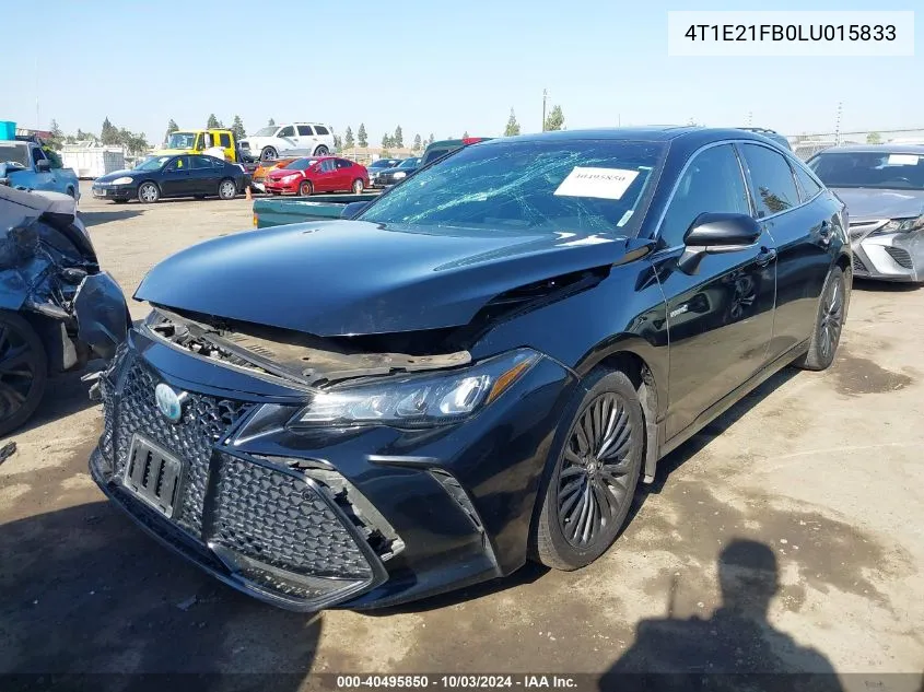 2020 Toyota Avalon Hybrid Xse VIN: 4T1E21FB0LU015833 Lot: 40495850