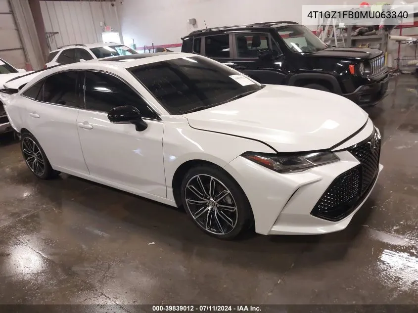 2021 Toyota Avalon Touring VIN: 4T1GZ1FB0MU063340 Lot: 39839012