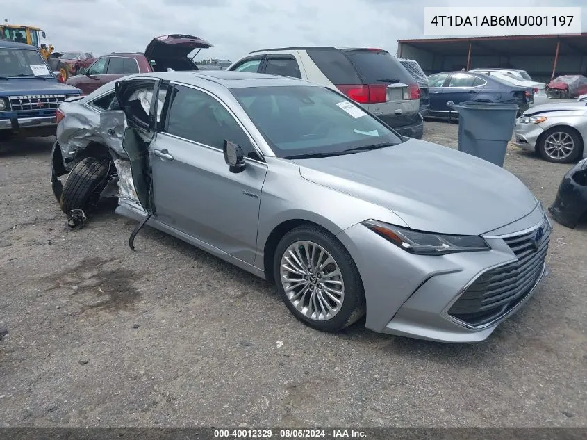 2021 Toyota Avalon Limited Hybrid VIN: 4T1DA1AB6MU001197 Lot: 40012329