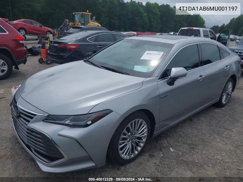 2021 Toyota Avalon Limited Hybrid VIN: 4T1DA1AB6MU001197 Lot: 40012329