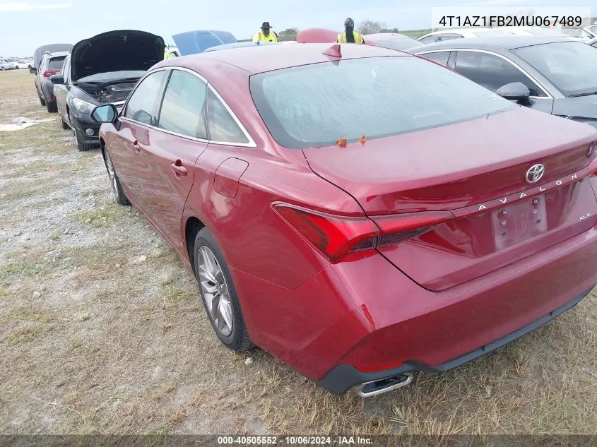 2021 Toyota Avalon Xle VIN: 4T1AZ1FB2MU067489 Lot: 40505552