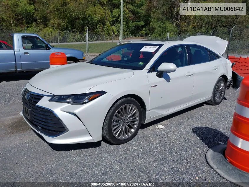 2021 Toyota Avalon Limited Hybrid VIN: 4T1DA1AB1MU006842 Lot: 40520890