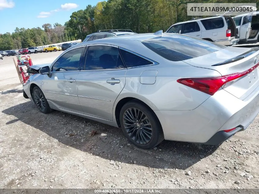 2021 Toyota Avalon Xse Hybrid VIN: 4T1EA1AB9MU003045 Lot: 40630658