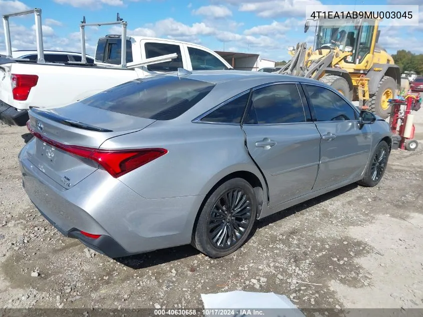 2021 Toyota Avalon Xse Hybrid VIN: 4T1EA1AB9MU003045 Lot: 40630658