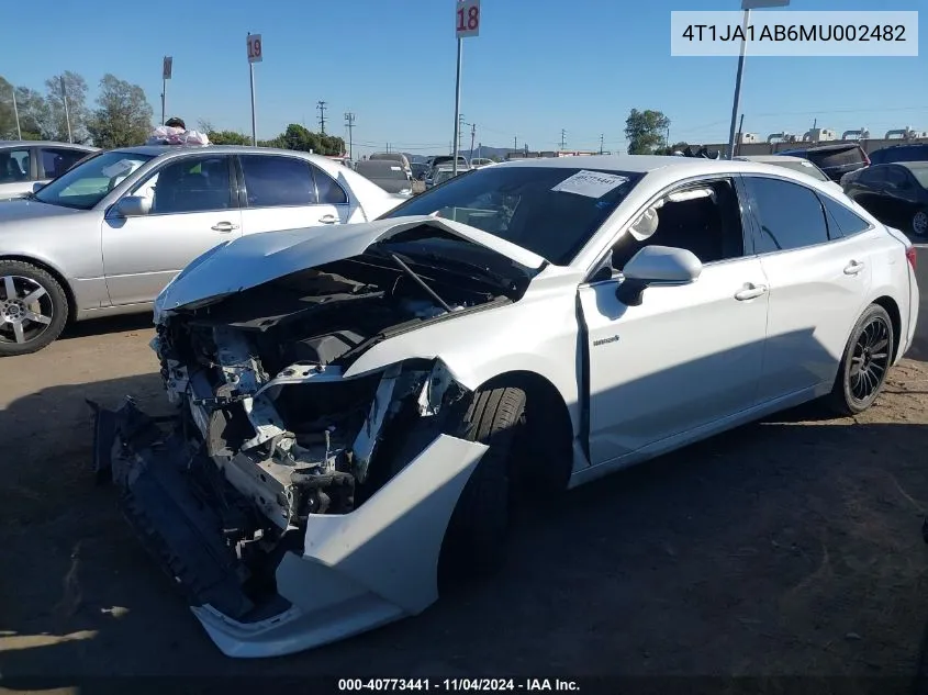 2021 Toyota Avalon Xle Hybrid VIN: 4T1JA1AB6MU002482 Lot: 40773441