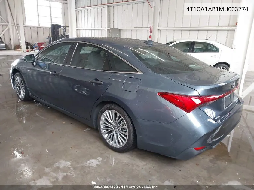 2021 Toyota Avalon Limited Hybrid VIN: 4T1CA1AB1MU003774 Lot: 40863479