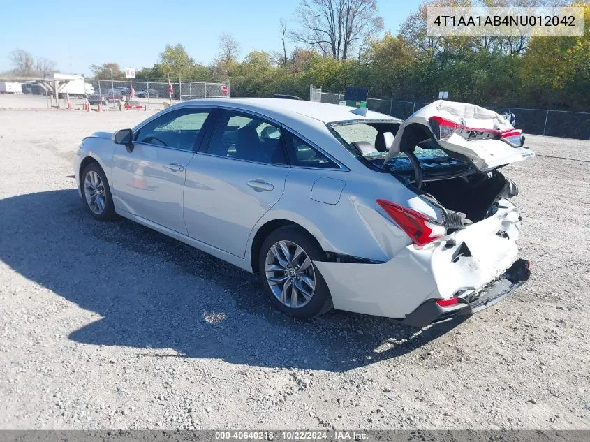 2022 Toyota Avalon Xle Hybrid VIN: 4T1AA1AB4NU012042 Lot: 40640218