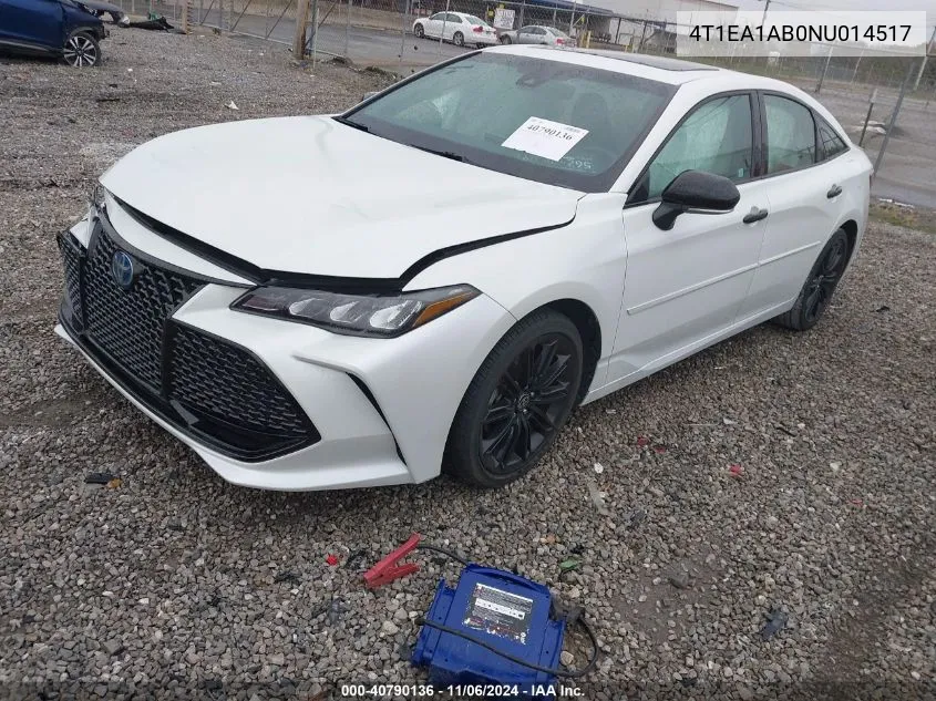 2022 Toyota Avalon Xse Nightshade Hybrid VIN: 4T1EA1AB0NU014517 Lot: 40790136