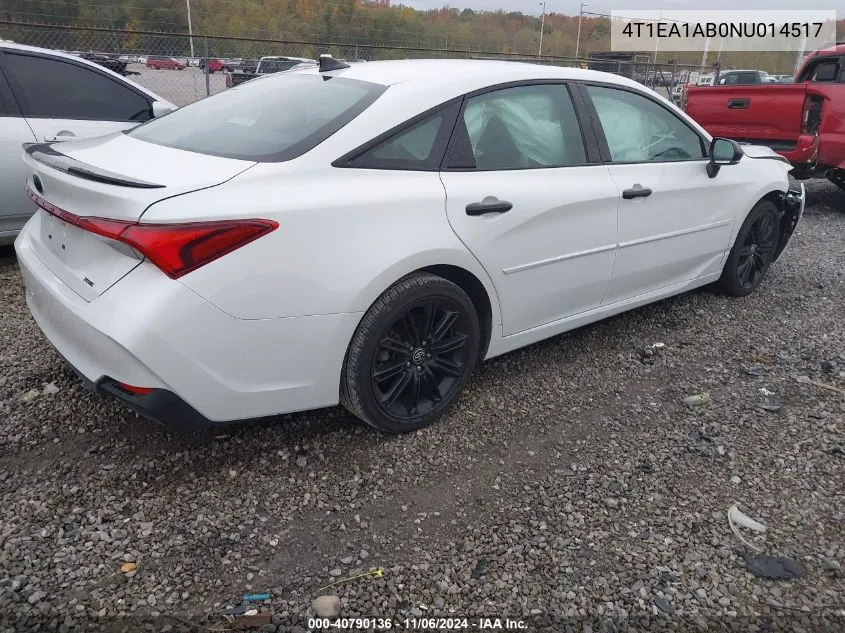 2022 Toyota Avalon Xse Nightshade Hybrid VIN: 4T1EA1AB0NU014517 Lot: 40790136