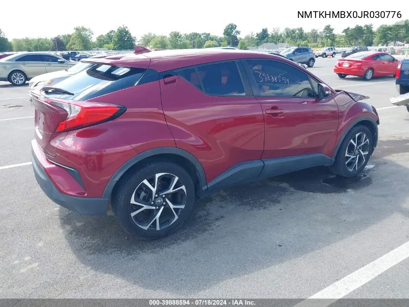 2018 Toyota C-Hr Xle VIN: NMTKHMBX0JR030776 Lot: 39888594