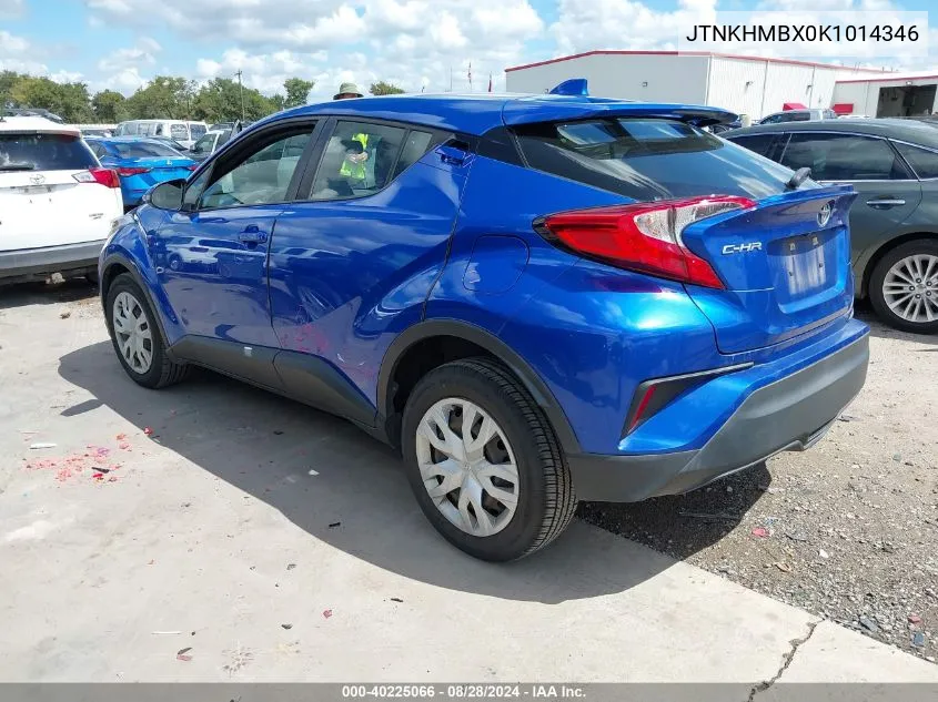 2019 Toyota C-Hr Le VIN: JTNKHMBX0K1014346 Lot: 40225066