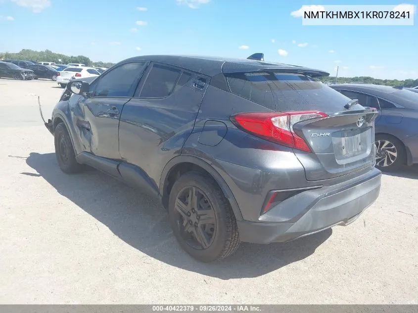 2019 Toyota C-Hr Xle/Le/Limited VIN: NMTKHMBX1KR078241 Lot: 40422379