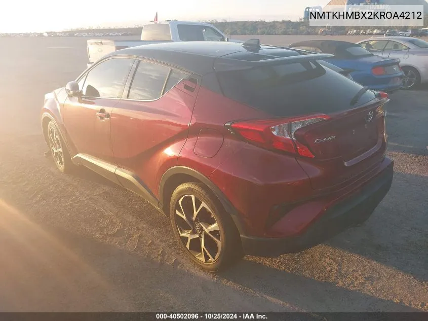 2019 Toyota C-Hr Xle/Le/Limited VIN: NMTKHMBX2KROA4212 Lot: 40502096