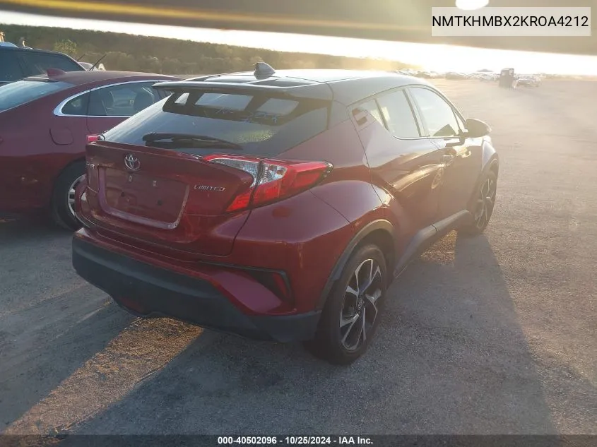 2019 Toyota C-Hr Xle/Le/Limited VIN: NMTKHMBX2KROA4212 Lot: 40502096