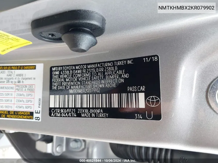 NMTKHMBX2KR079902 2019 Toyota C-Hr Xle