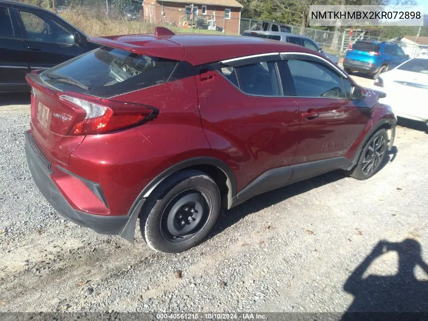 2019 Toyota C-Hr Limited VIN: NMTKHMBX2KR072898 Lot: 40561215