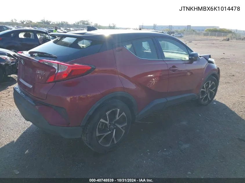 2019 Toyota C-Hr Limited VIN: JTNKHMBX6K1014478 Lot: 40748539