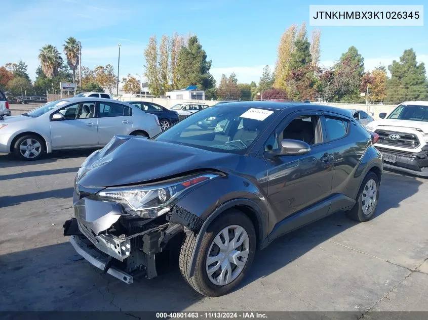 2019 Toyota C-Hr Le VIN: JTNKHMBX3K1026345 Lot: 40801463