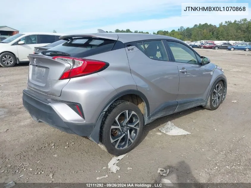 2020 Toyota C-Hr Xle/Le/Limited VIN: JTNKHMBX0L1070868 Lot: 12111292