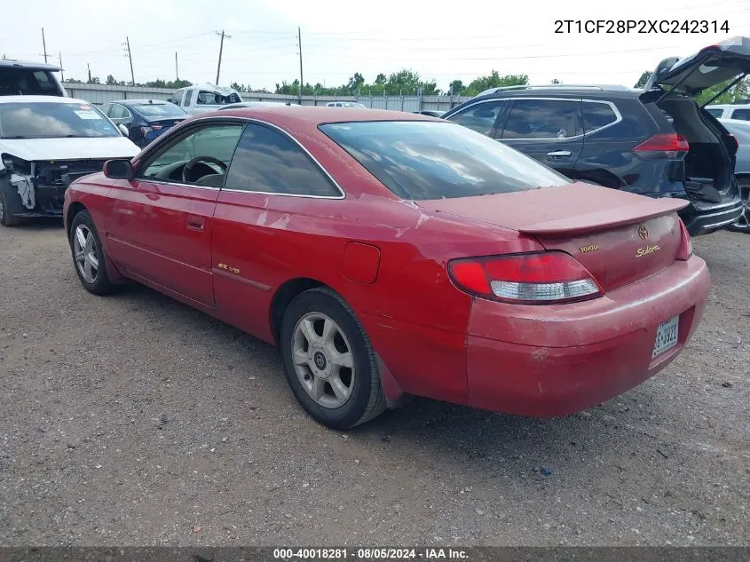 1999 Toyota Camry Solara Se V6 VIN: 2T1CF28P2XC242314 Lot: 40018281