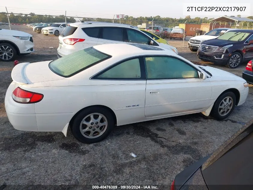 1999 Toyota Camry Solara Se/Sle VIN: 2T1CF22P2XC217907 Lot: 40476389