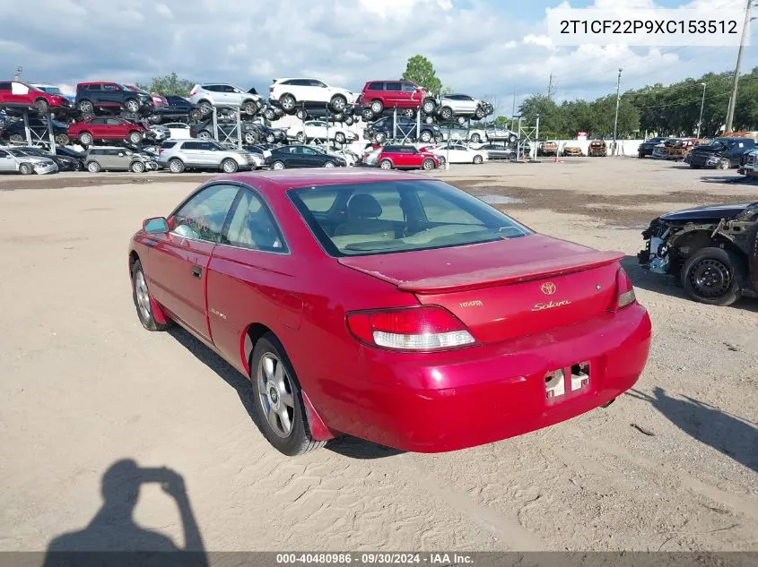 1999 Toyota Camry Solara Sle VIN: 2T1CF22P9XC153512 Lot: 40480986