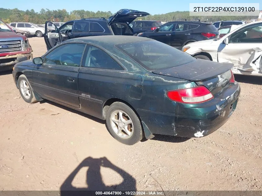 1999 Toyota Camry Solara Se V6 VIN: 2T1CF22P4XC139100 Lot: 40647900