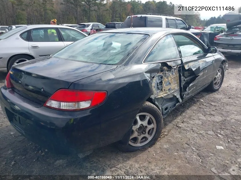 1999 Toyota Camry Solara Sle VIN: 2T1CF22P0XC111486 Lot: 40786049