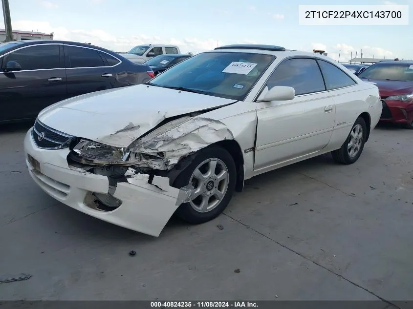 1999 Toyota Camry Solara Sle VIN: 2T1CF22P4XC143700 Lot: 40824235