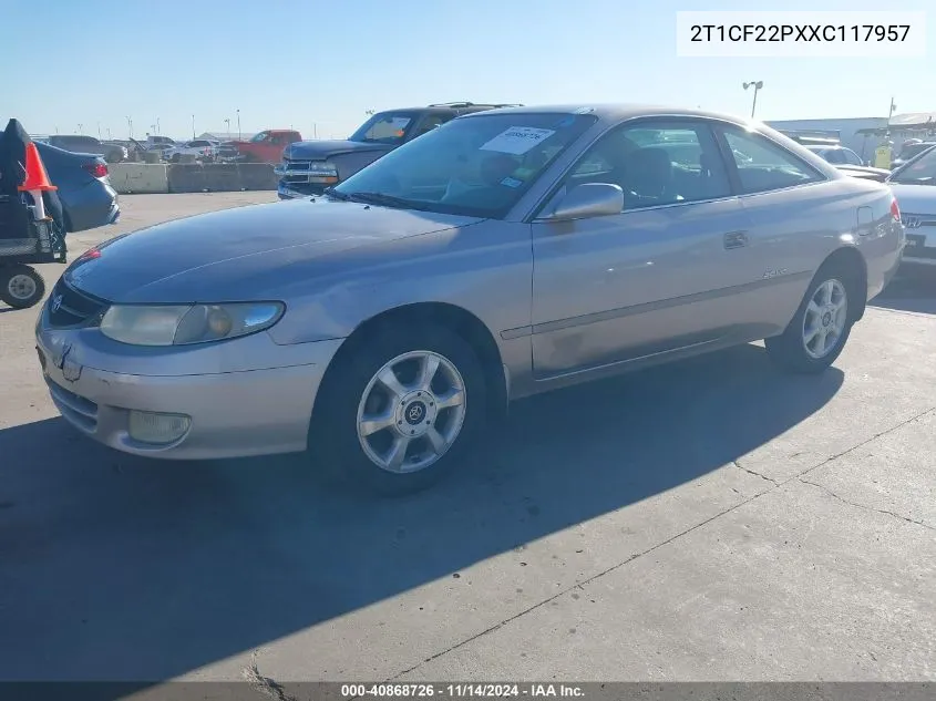 1999 Toyota Camry Solara Se V6 VIN: 2T1CF22PXXC117957 Lot: 40868726