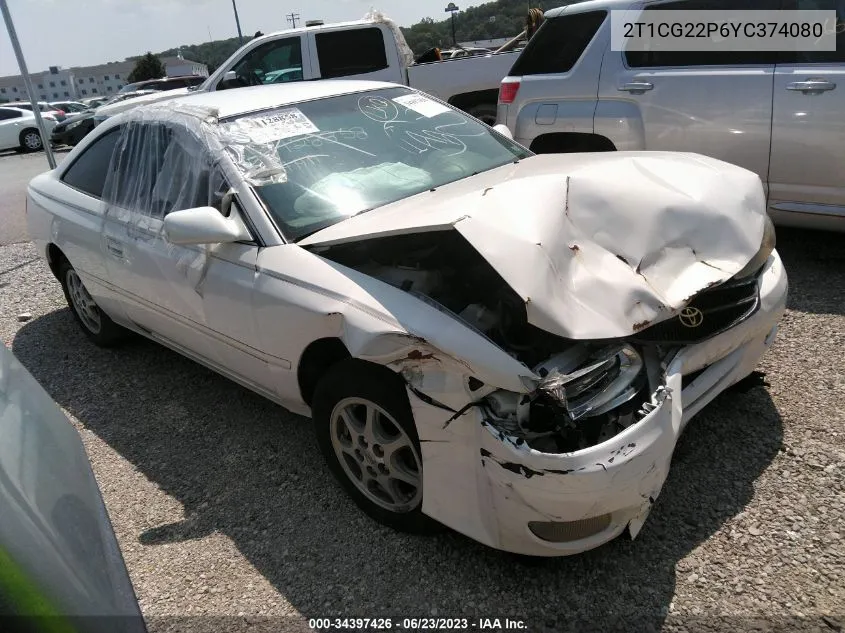 2000 Toyota Camry Solara Se VIN: 2T1CG22P6YC374080 Lot: 34397426