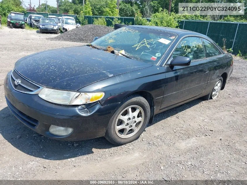 2000 Toyota Camry Solara Se VIN: 2T1CG22P0YC324095 Lot: 39692553