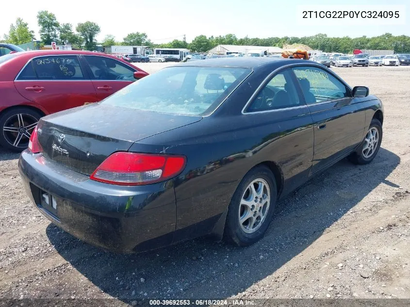 2000 Toyota Camry Solara Se VIN: 2T1CG22P0YC324095 Lot: 39692553