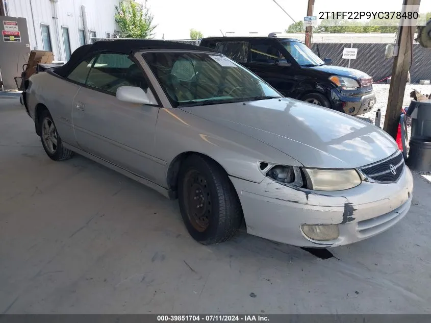 2T1FF22P9YC378480 2000 Toyota Camry Solara Sle V6