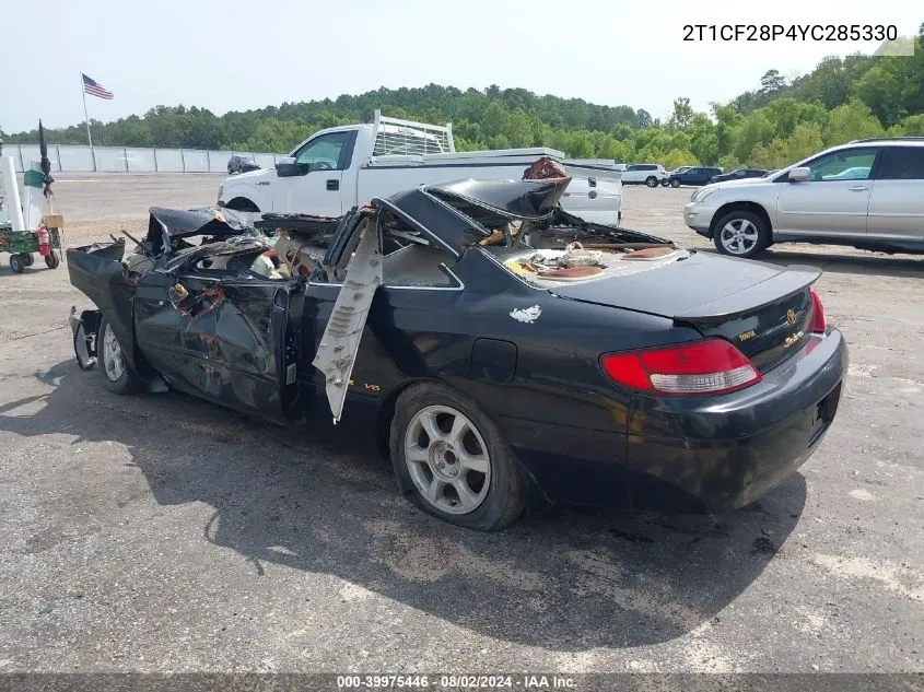 2000 Toyota Camry Solara Se V6/Sle V6 VIN: 2T1CF28P4YC285330 Lot: 39975446