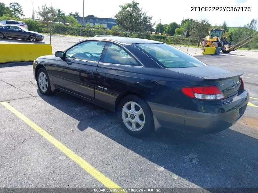 2000 Toyota Camry Solara Se/Sle VIN: 2T1CF22P2YC367176 Lot: 40307398