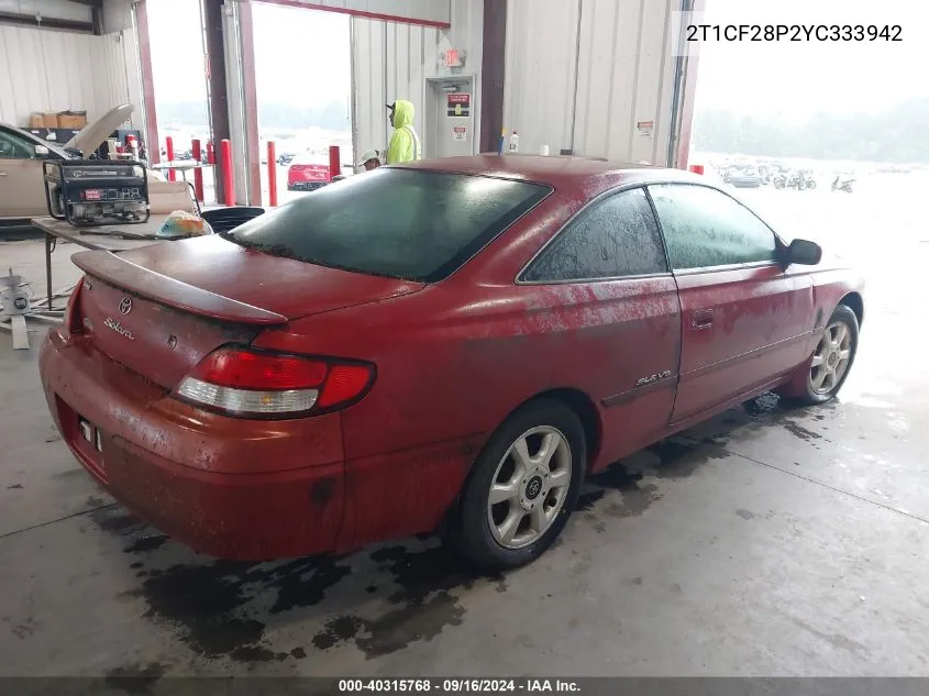 2000 Toyota Camry Solara Se/Sle VIN: 2T1CF28P2YC333942 Lot: 40315768