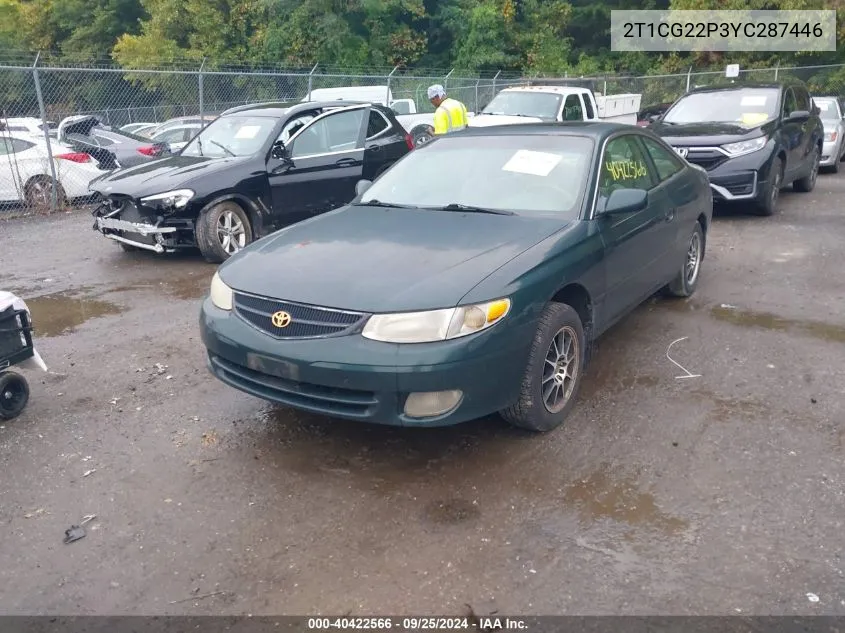 2000 Toyota Camry Solara Se VIN: 2T1CG22P3YC287446 Lot: 40422566