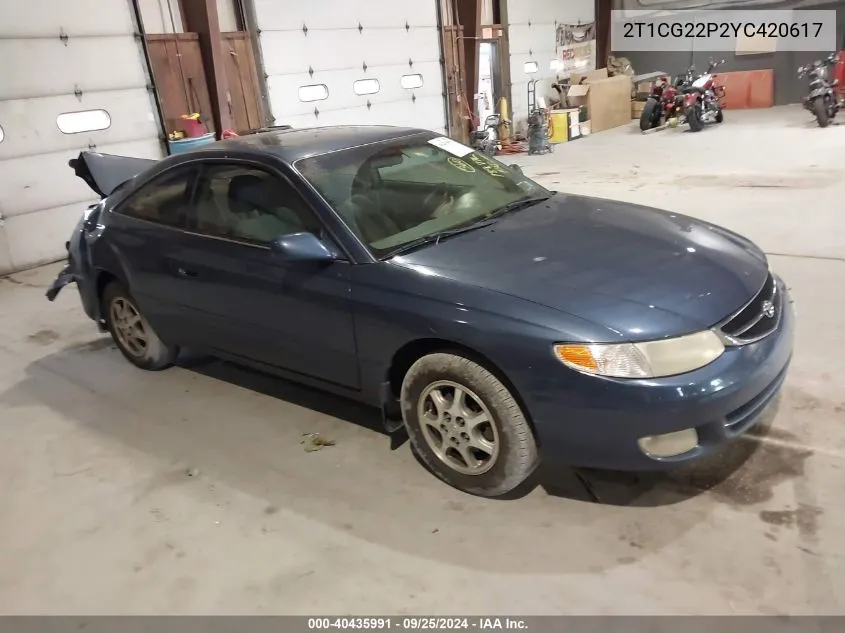 2000 Toyota Camry Solara Se VIN: 2T1CG22P2YC420617 Lot: 40435991