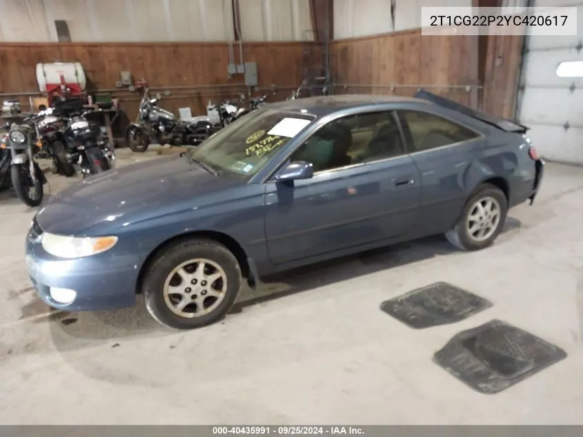 2000 Toyota Camry Solara Se VIN: 2T1CG22P2YC420617 Lot: 40435991