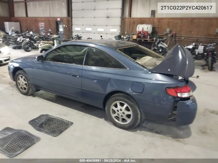 2000 Toyota Camry Solara Se VIN: 2T1CG22P2YC420617 Lot: 40435991