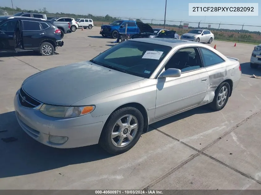 2000 Toyota Camry Solara Sle V6 VIN: 2T1CF28PXYC282092 Lot: 40500971