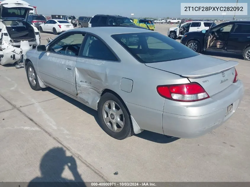 2000 Toyota Camry Solara Sle V6 VIN: 2T1CF28PXYC282092 Lot: 40500971