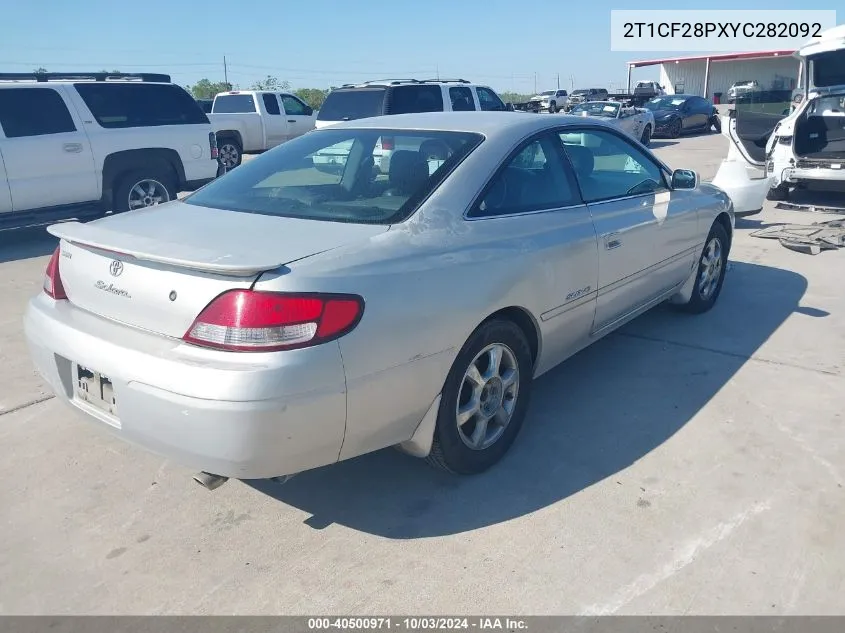 2000 Toyota Camry Solara Sle V6 VIN: 2T1CF28PXYC282092 Lot: 40500971