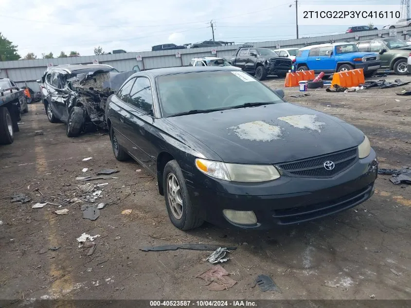 2000 Toyota Camry Solara Se VIN: 2T1CG22P3YC416110 Lot: 40523587