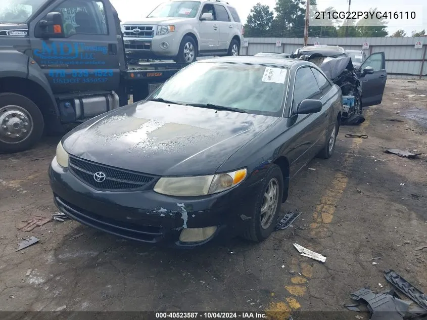 2000 Toyota Camry Solara Se VIN: 2T1CG22P3YC416110 Lot: 40523587