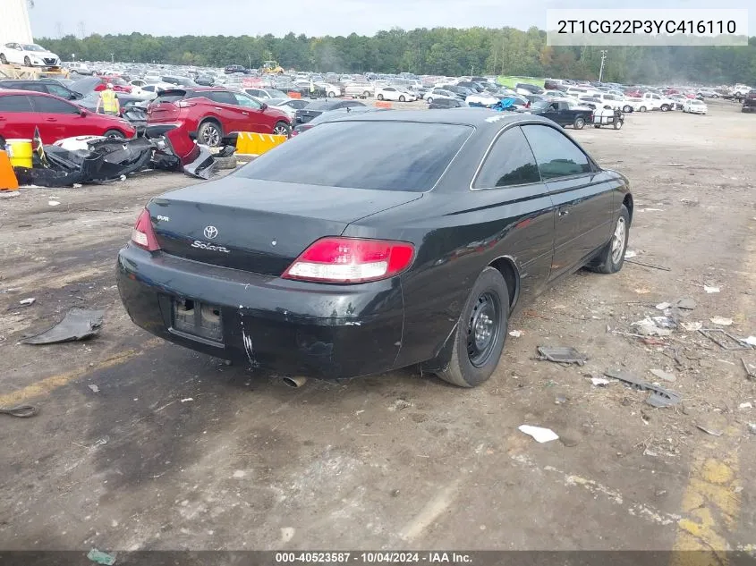 2000 Toyota Camry Solara Se VIN: 2T1CG22P3YC416110 Lot: 40523587