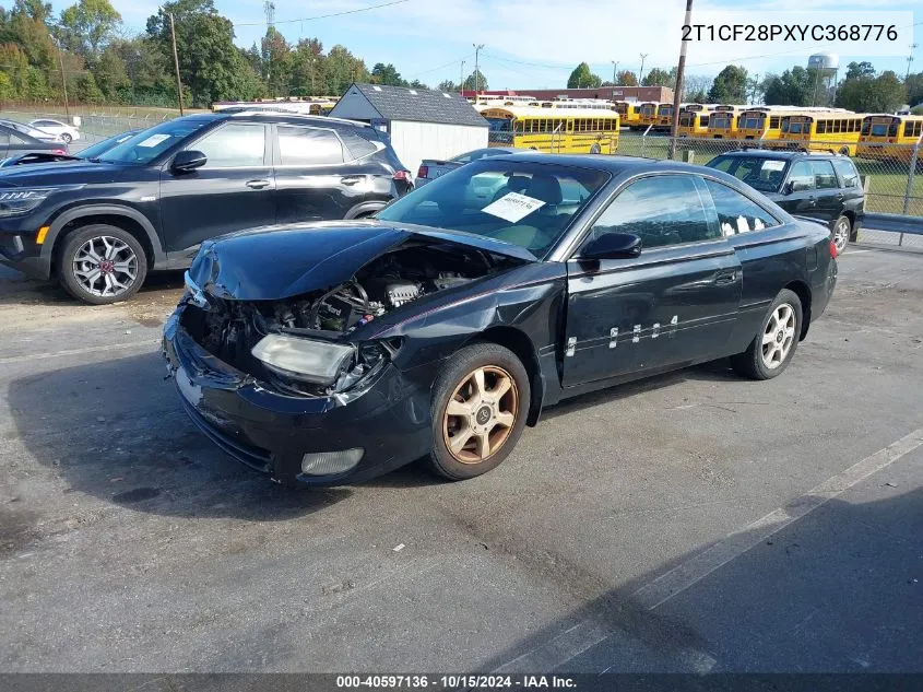 2000 Toyota Camry Solara Sle V6 VIN: 2T1CF28PXYC368776 Lot: 40597136