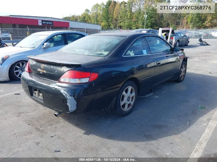 2000 Toyota Camry Solara Sle V6 VIN: 2T1CF28PXYC368776 Lot: 40597136