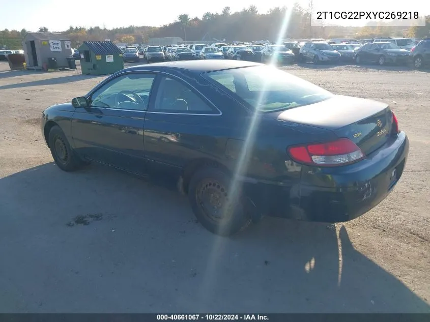 2000 Toyota Camry Solara Se VIN: 2T1CG22PXYC269218 Lot: 40661067